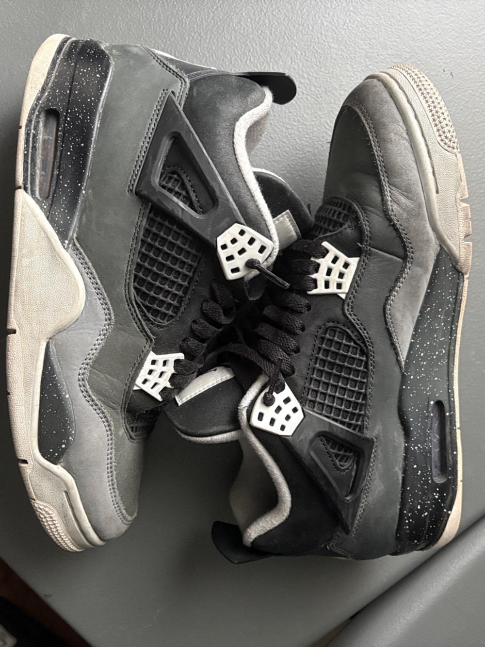 Nike Men's Black and Gray Retro Jordan 4 Sneakers